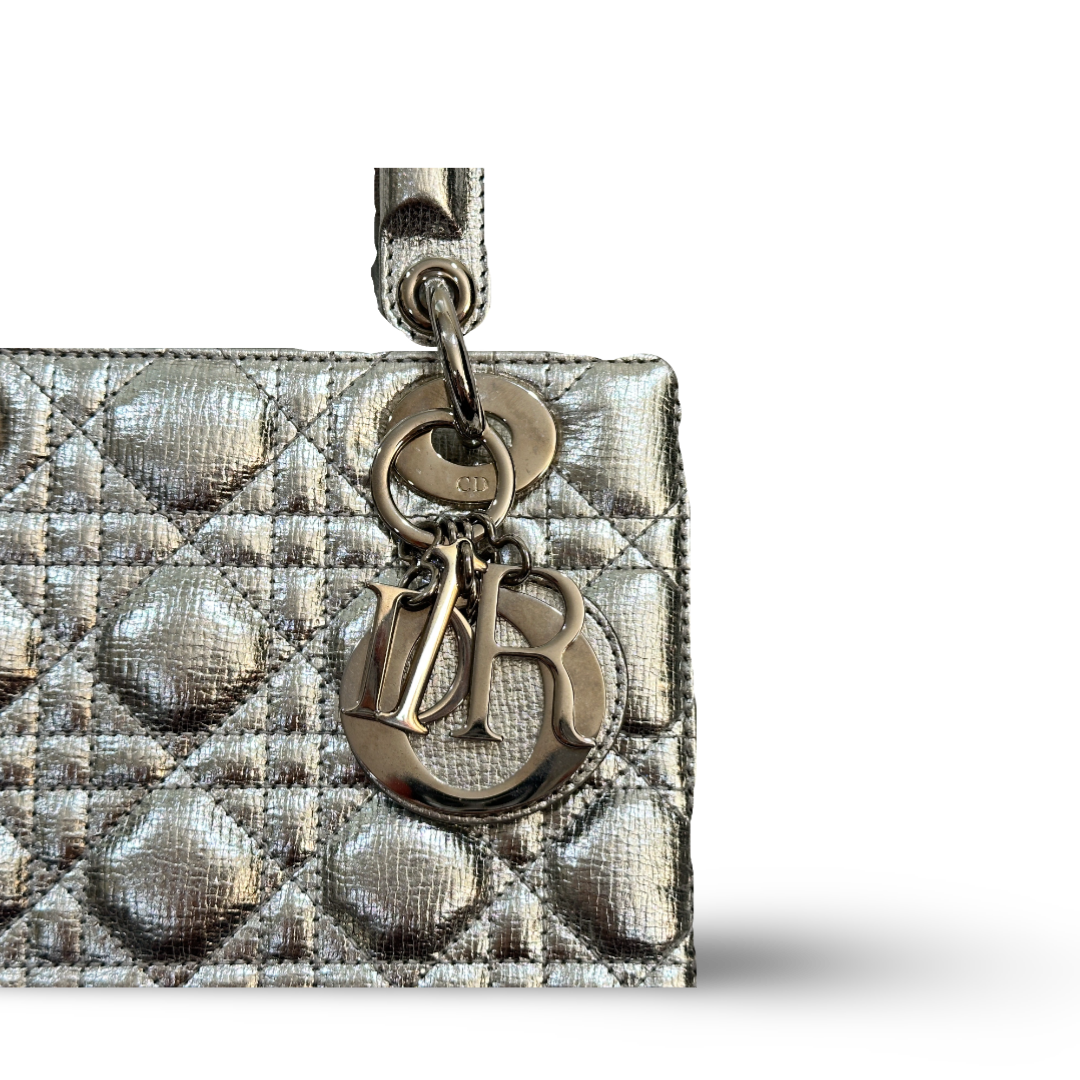 Dior Calfskin Cannage Small My ABCDior Lady Dior Bag  Silver