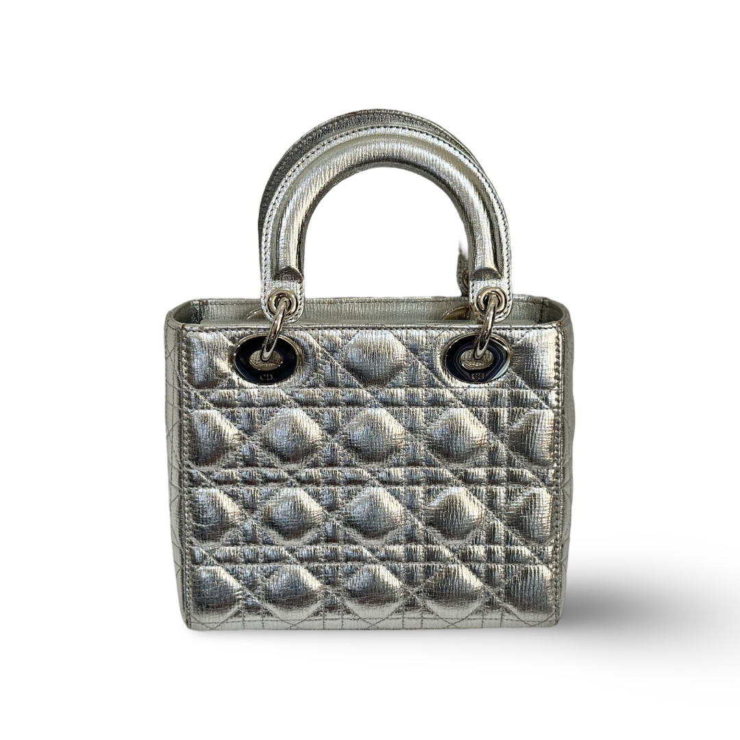 Dior Calfskin Cannage Small My ABCDior Lady Dior Bag  Silver