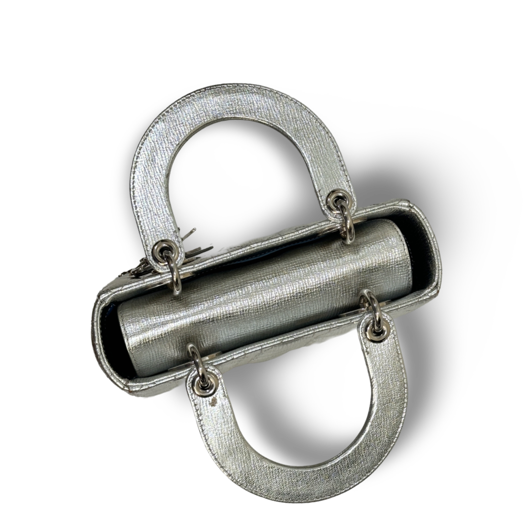 Dior Calfskin Cannage Small My ABCDior Lady Dior Bag  Silver