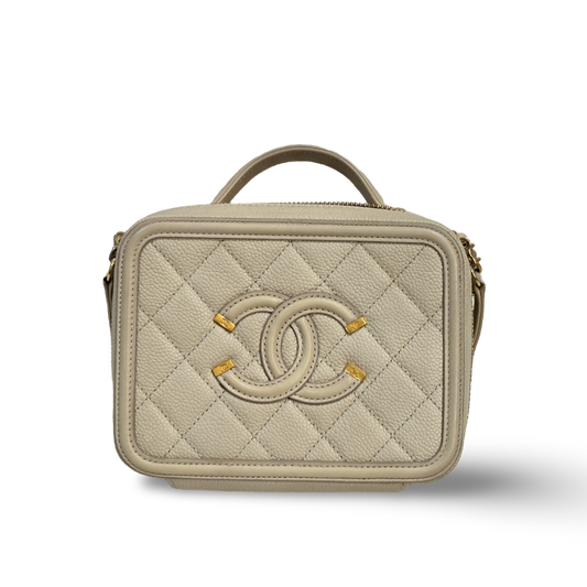 Chanel Caviar Small Vanity Case Beige