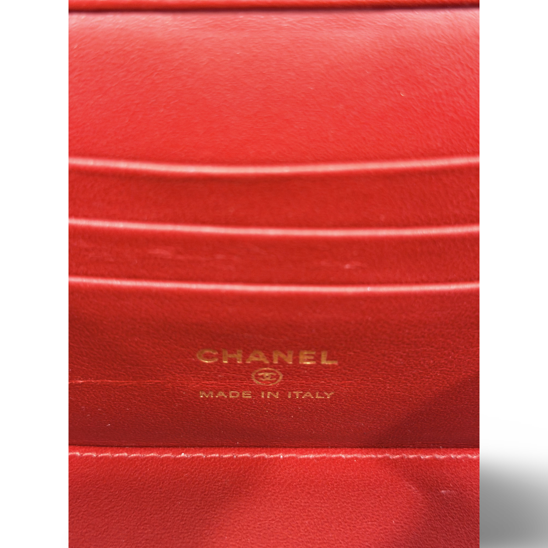 Chanel Quilted Lambskin Small Logo Tophandle Vanity Case - GHW / Red