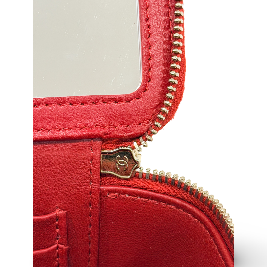Chanel Quilted Lambskin Small Logo Tophandle Vanity Case - GHW / Red