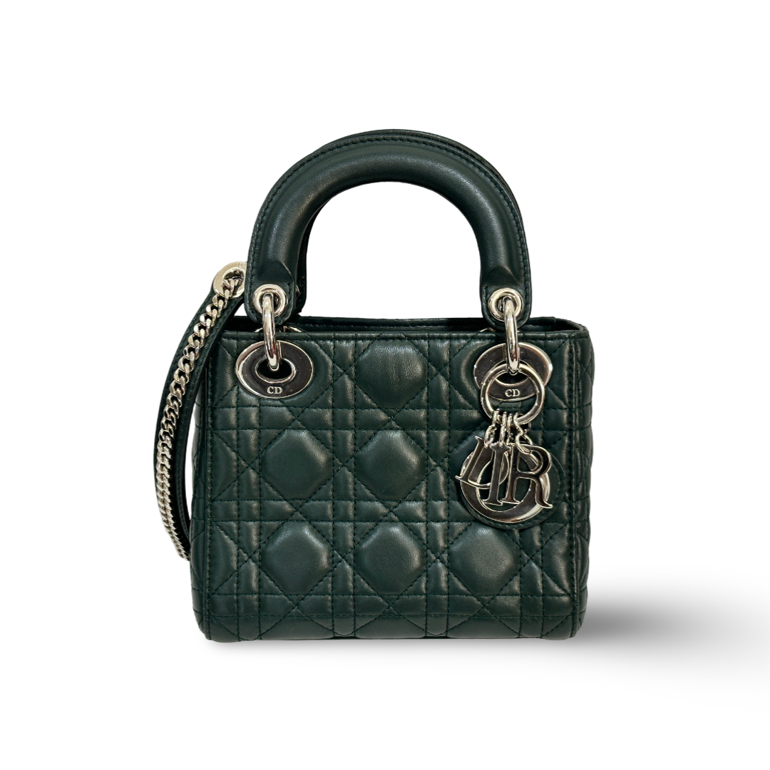 Dior Cannage Calfskin Mini Lady Bag Amazon Green