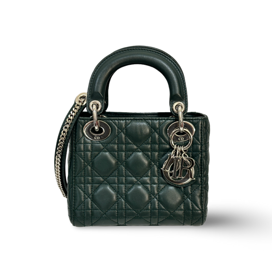 Dior Cannage Calfskin Mini Lady Bag Amazon Green