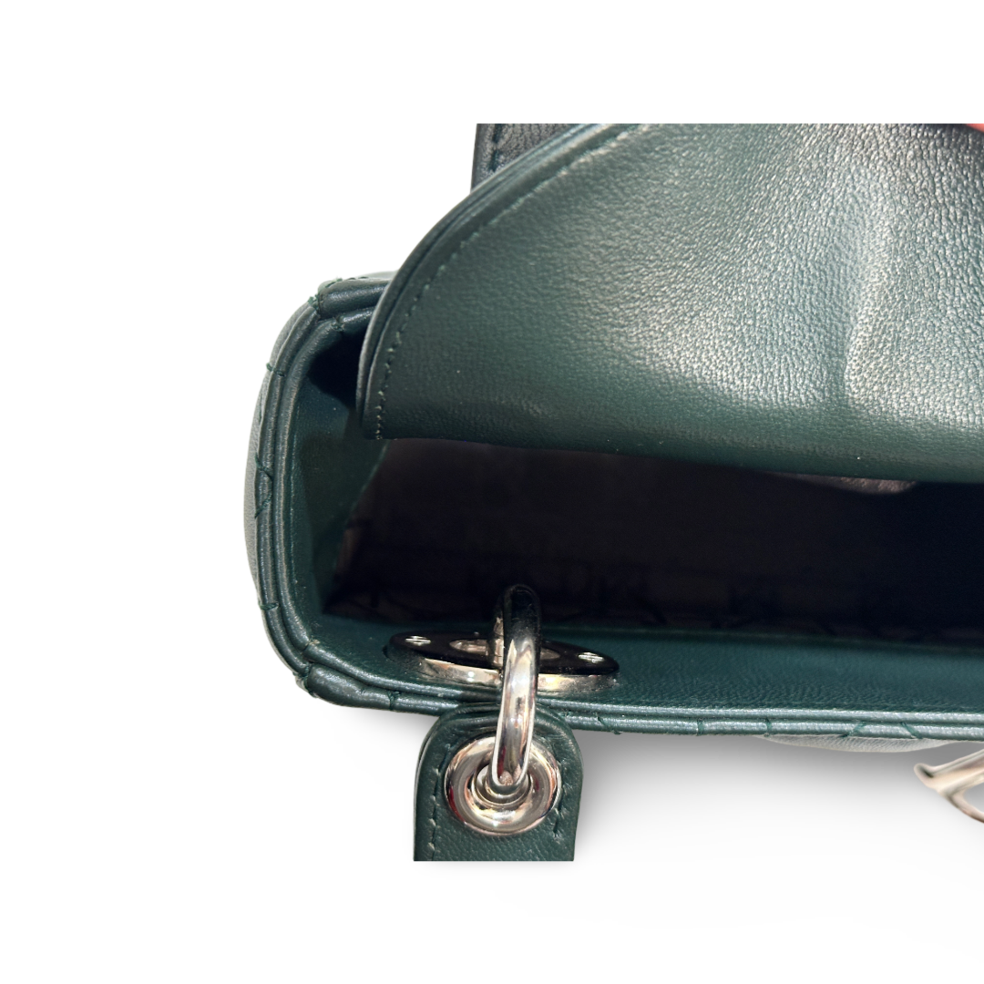 Dior Cannage Calfskin Mini Lady Bag Amazon Green