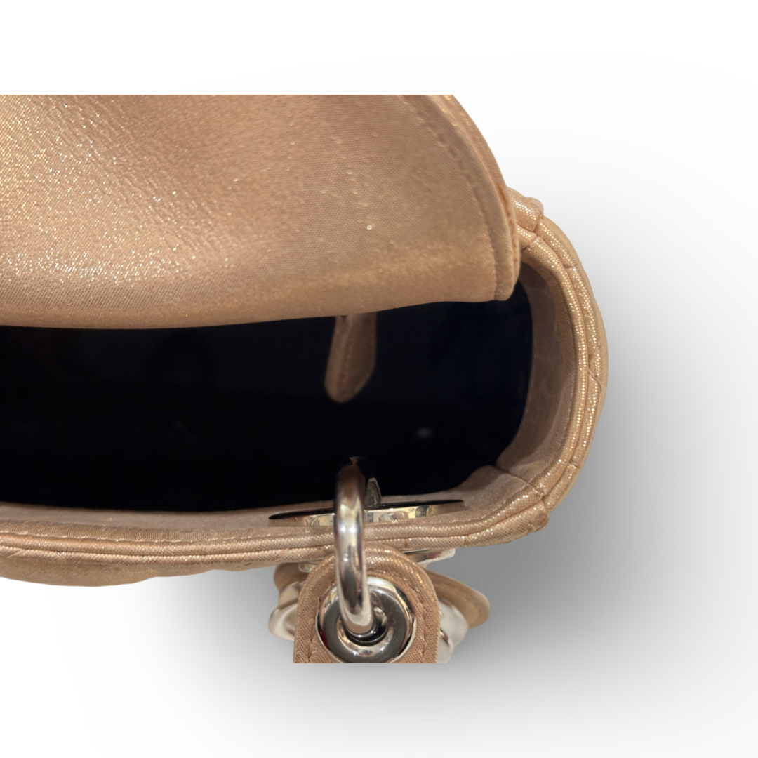 Dior Cannage Lambskin Mini Lady Bag Metallic Gold