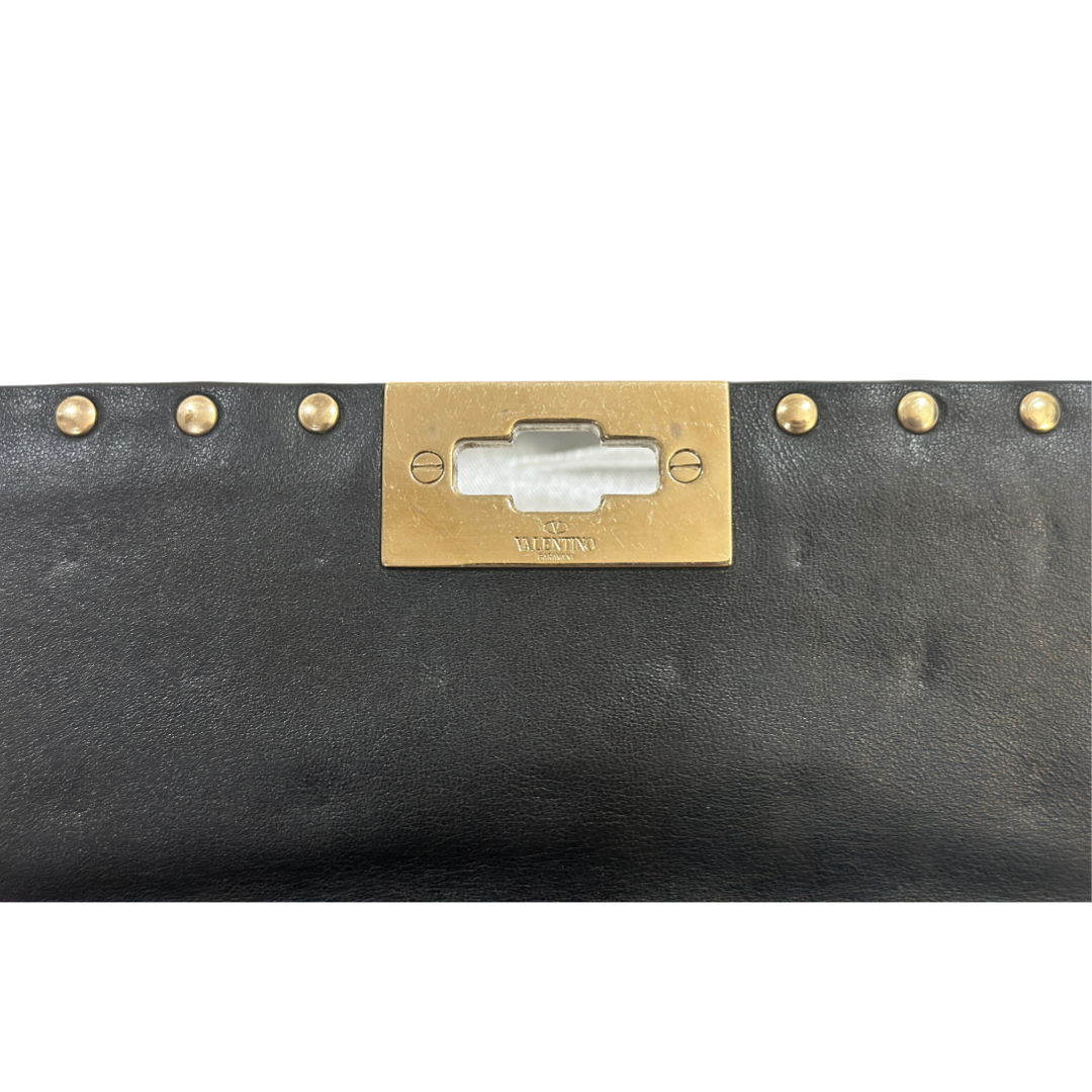 Valentino Lambskin Medium Rockstud Spike Shoulder Bag Black