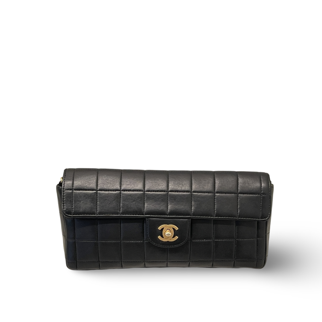 Chanel Lambskin East West Chocolate Bar Flap