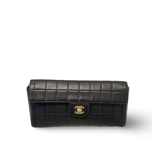 Chanel Lambskin East West Chocolate Bar Flap