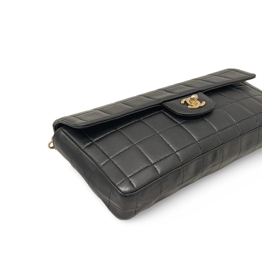 Chanel Lambskin East West Chocolate Bar Flap