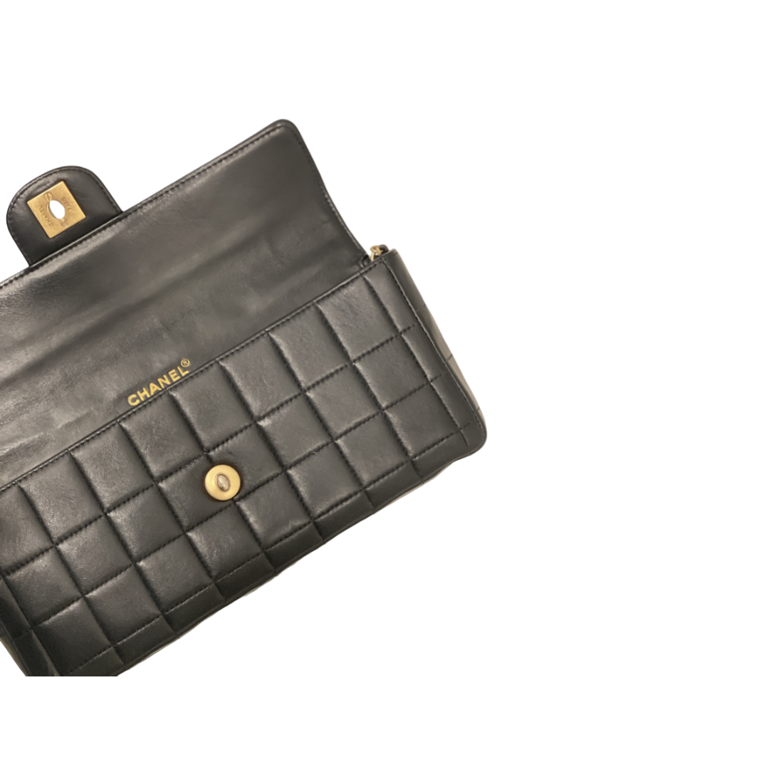 Chanel Lambskin East West Chocolate Bar Flap