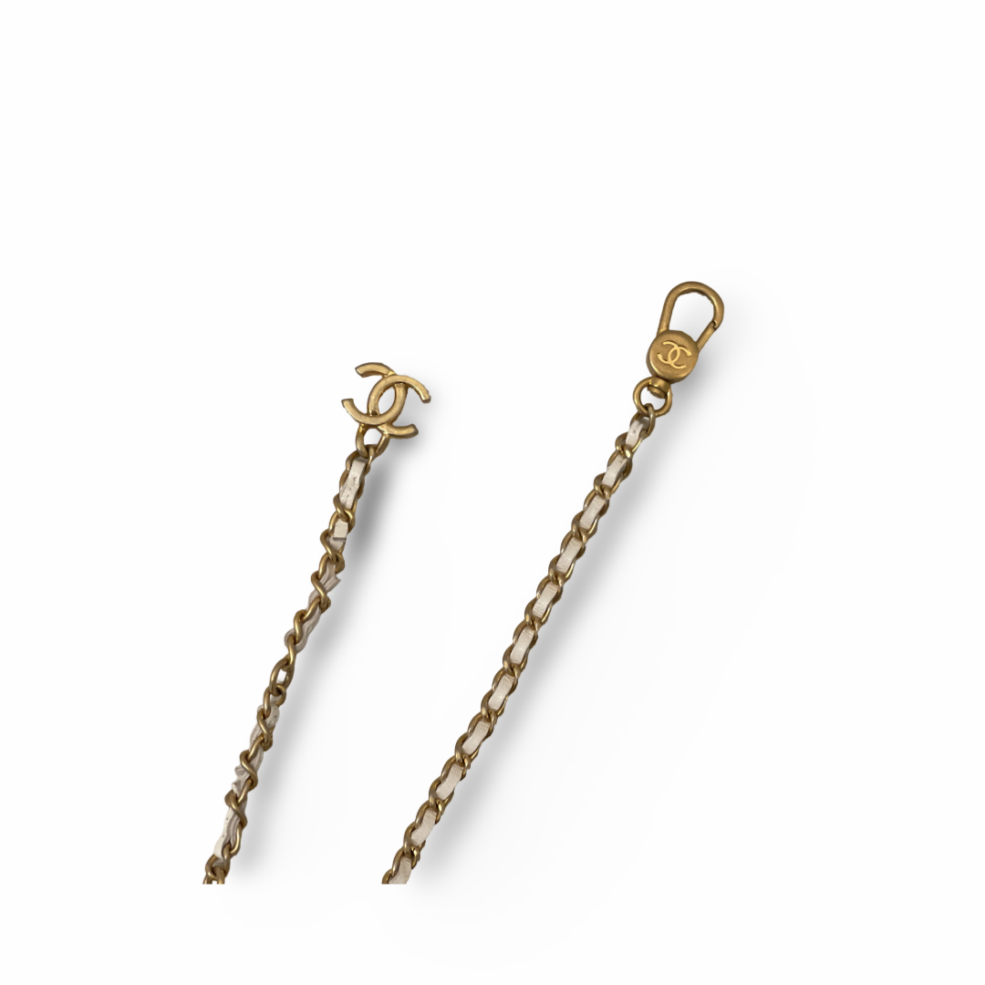 Chanel Shiny Aged Calfskin Quilted Waist Belt Bag White