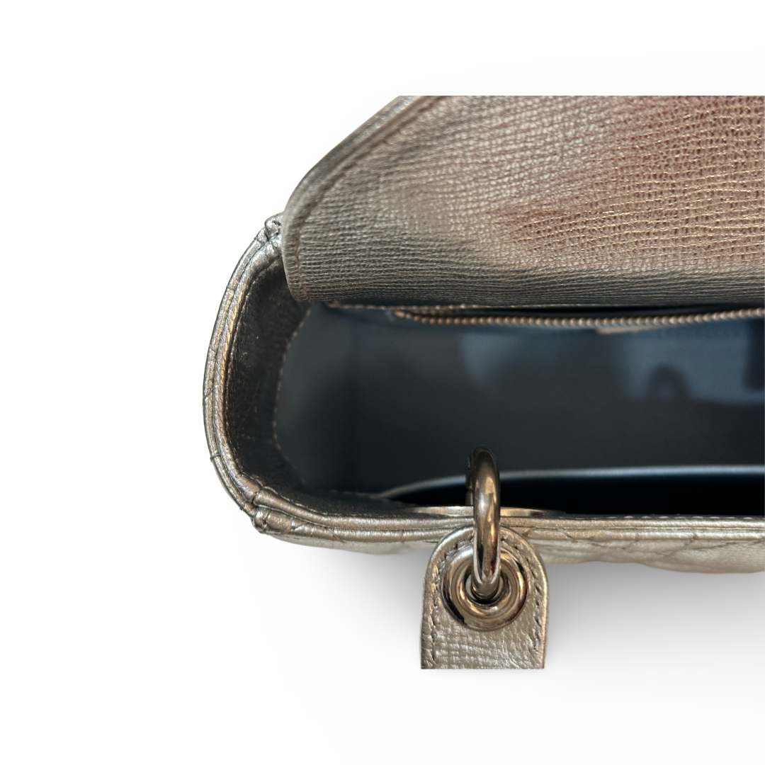 Dior Calfskin Cannage Small My ABCDior Lady Dior Bag Silver