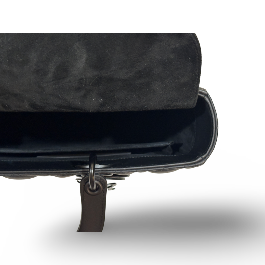 Dior Cannage Calfskin Large Lady All Black Bag Black