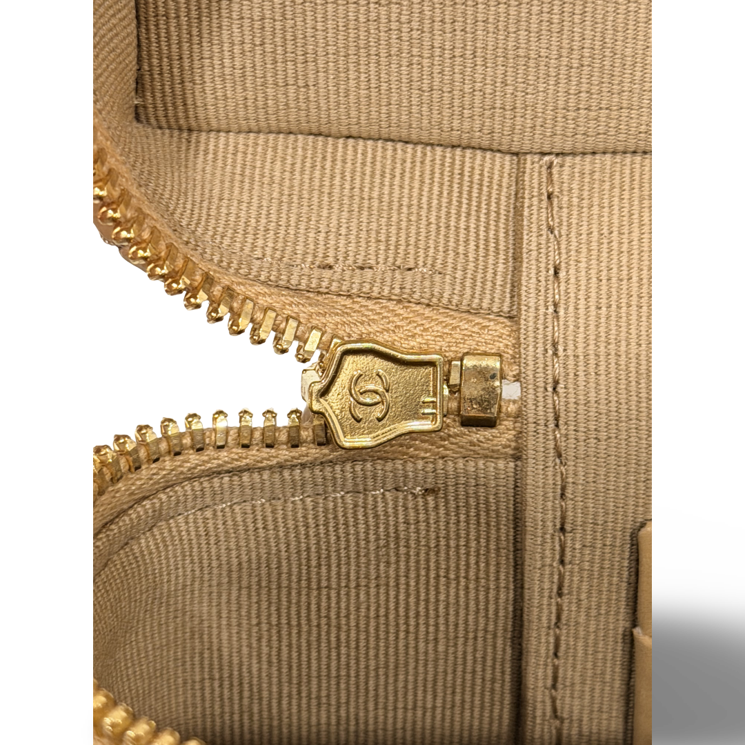 Chanel Quilted Caviar 26C Slim Vanity Bag - GHW/ Beige