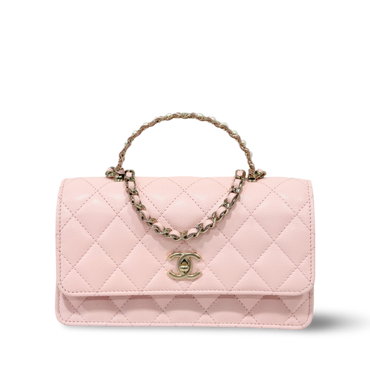 Chanel 26C Quilted Caviar Top Handle WOC - GHW/ Light Pink
