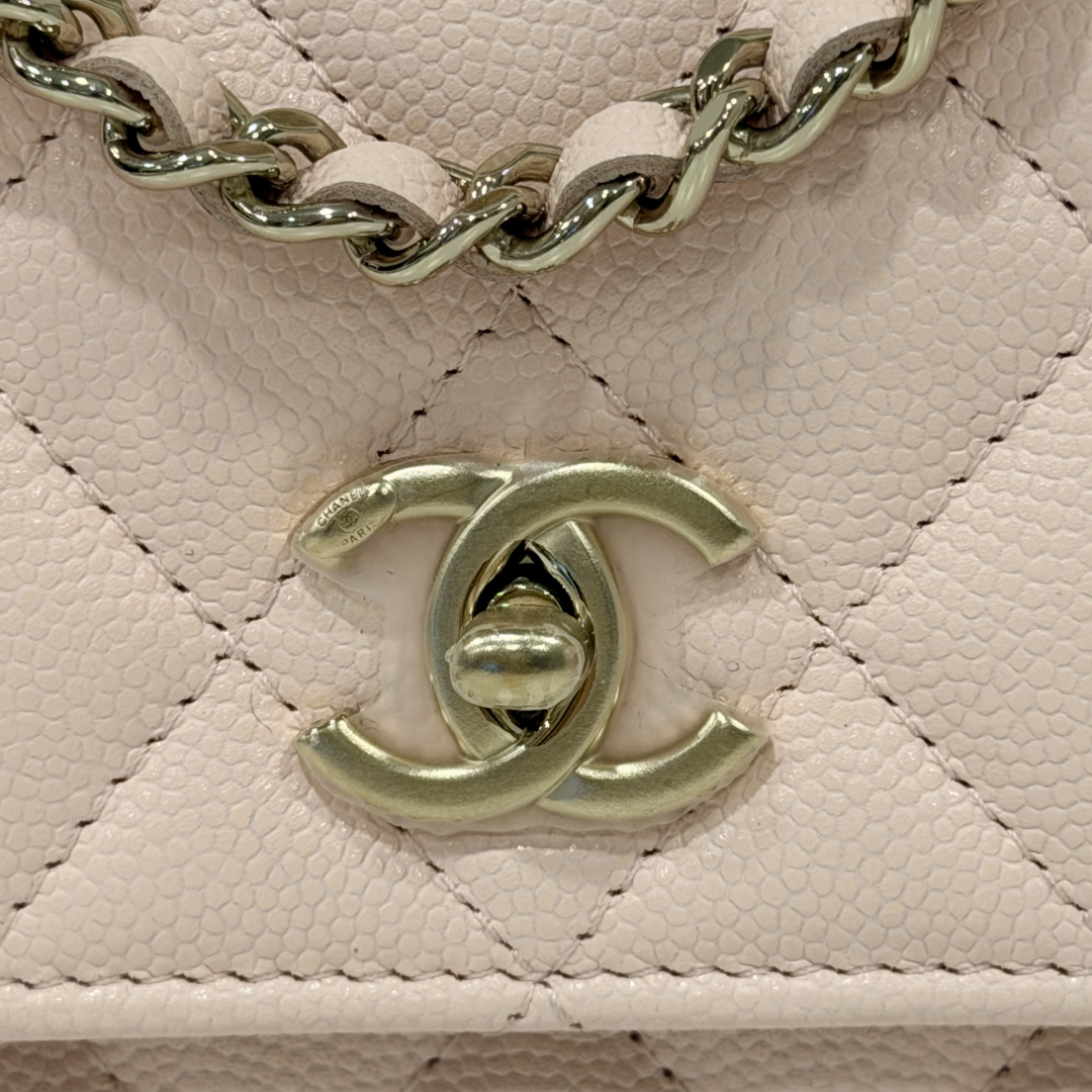 Chanel 26C Quilted Caviar Top Handle WOC - GHW/ Light Pink