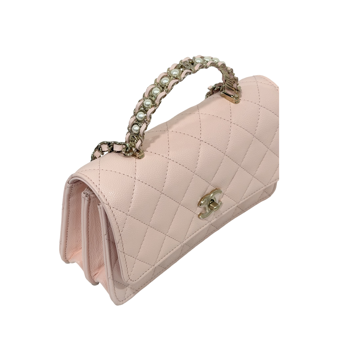 Chanel 26C Quilted Caviar Top Handle WOC - GHW/ Light Pink