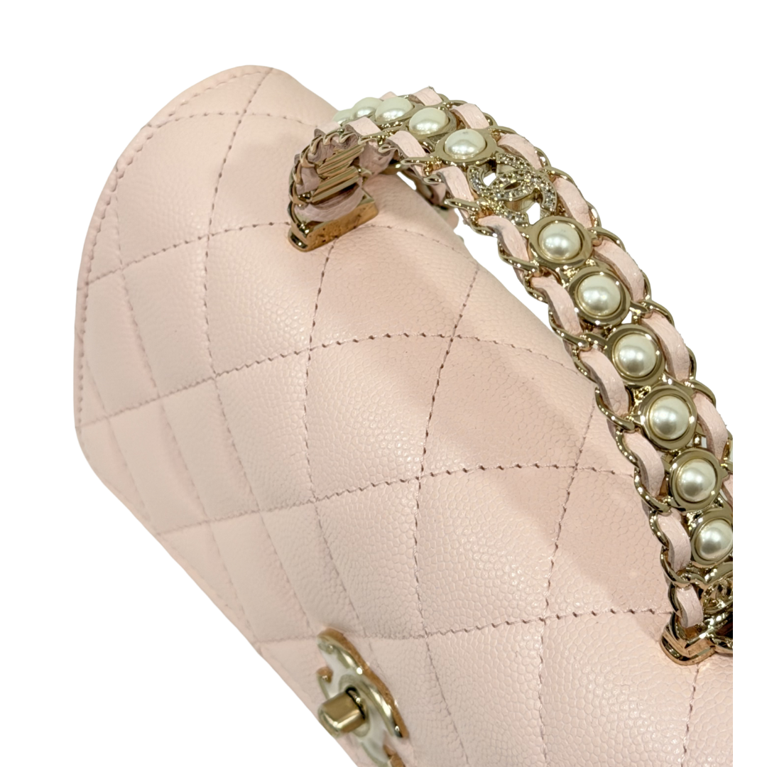 Chanel 26C Quilted Caviar Top Handle WOC - GHW/ Light Pink