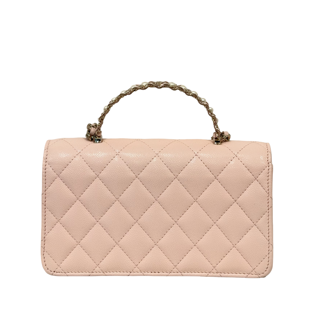Chanel 26C Quilted Caviar Top Handle WOC - GHW/ Light Pink