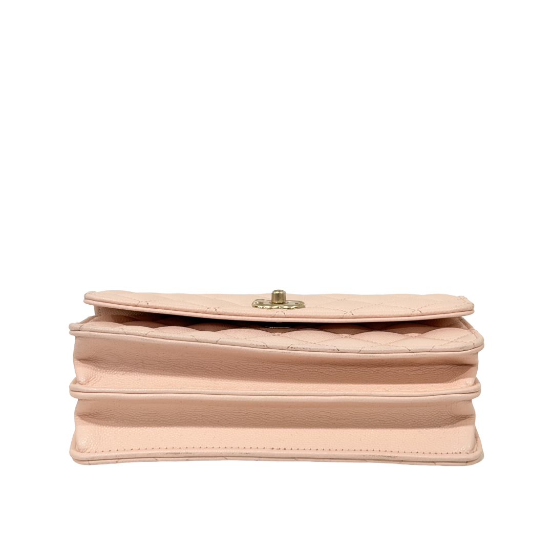 Chanel 26C Quilted Caviar Top Handle WOC - GHW/ Light Pink