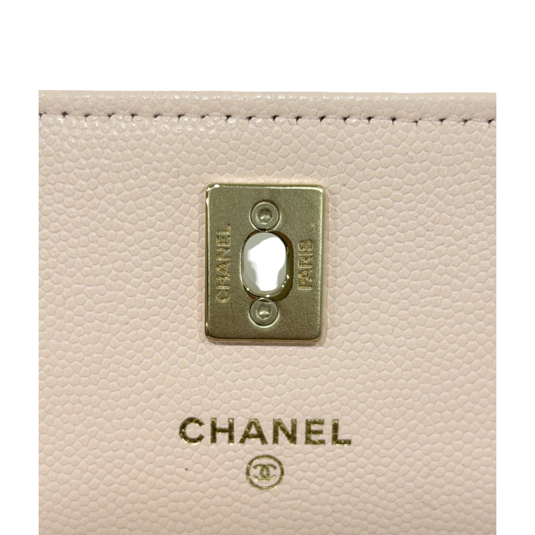 Chanel 26C Quilted Caviar Top Handle WOC - GHW/ Light Pink