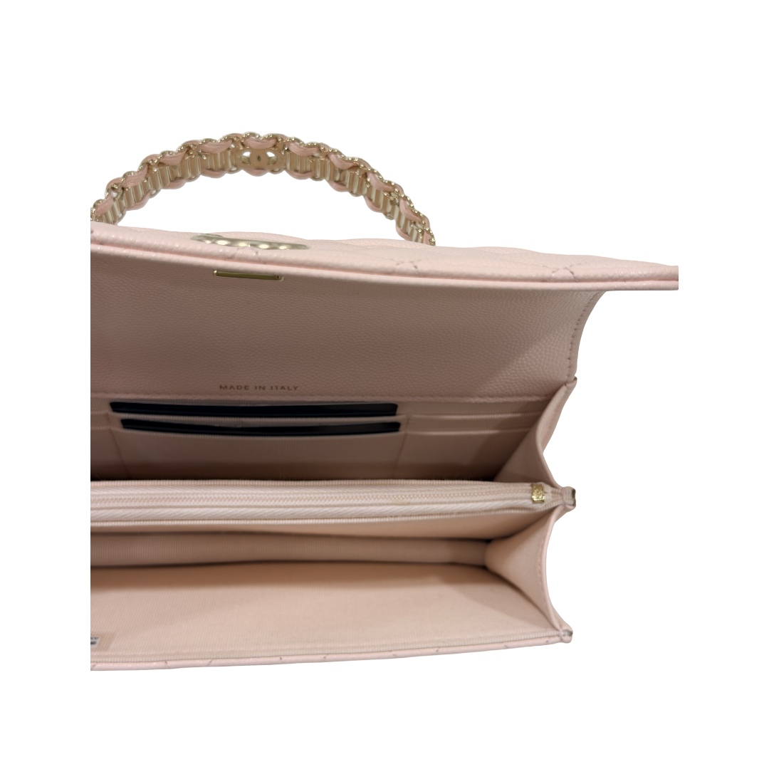Chanel 26C Quilted Caviar Top Handle WOC - GHW/ Light Pink
