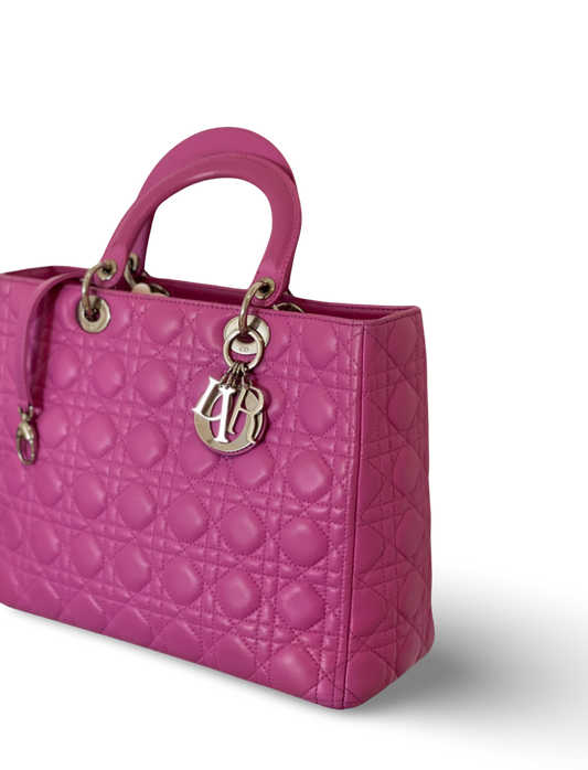 Dior Cannage Lambskin Large Lady Rose Pink Bag