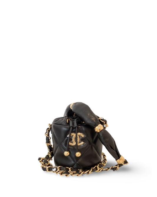 Chanel Calfskin Mini Bucket Wit Pillowed Fluffy Chain