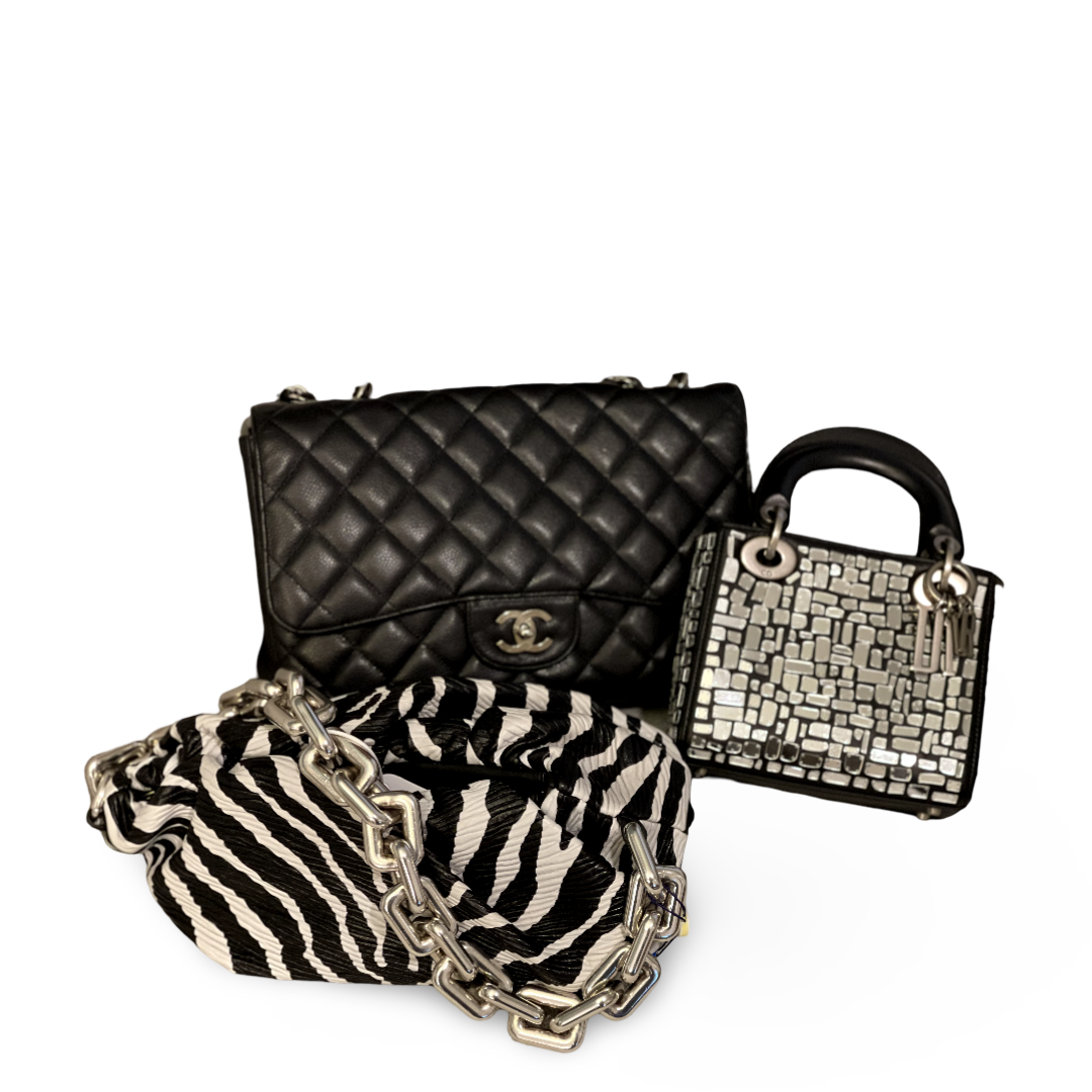 Bottege Vendetta Calfskin Black/White Zebra Print The Pouch