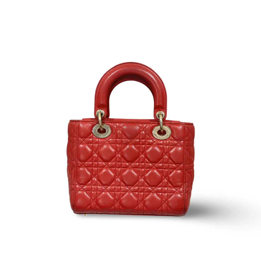 Dior Lambskin Cannage Small My ABCDior Lady Dior Bag Red