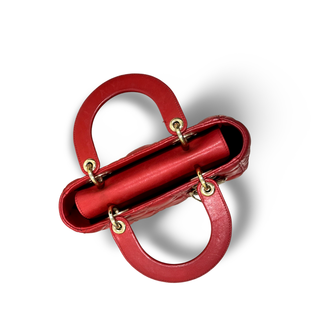 Dior Lambskin Cannage Small My ABCDior Lady Dior Bag Red