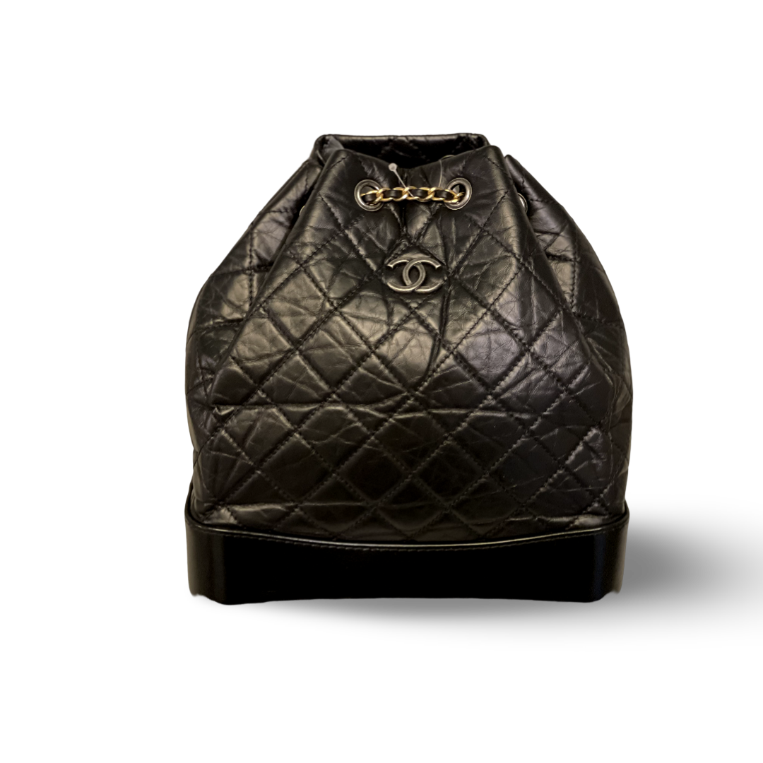Chanel Aged Calfskin Quilted Medium Gabrielle Black Backpack
