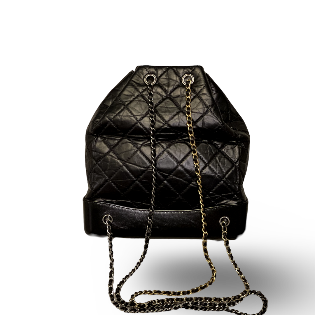 Chanel Aged Calfskin Quilted Medium Gabrielle Black Backpack
