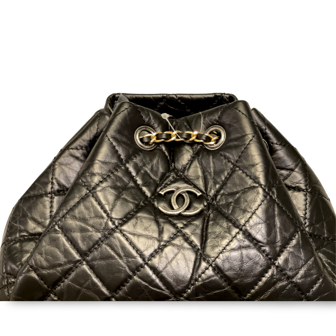 Chanel Aged Calfskin Quilted Medium Gabrielle Black Backpack