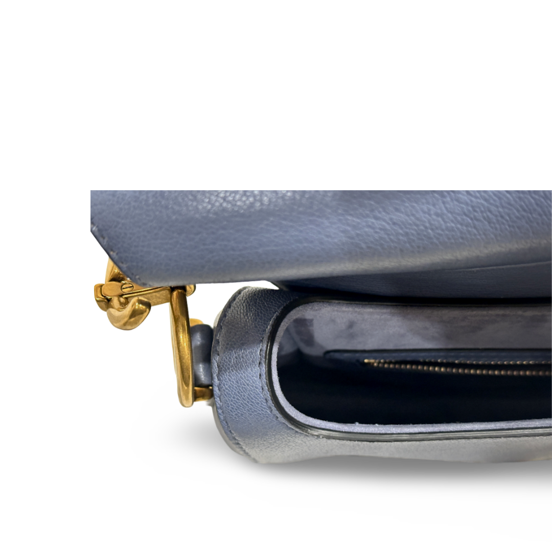 Dior Goatskin Medium Saddle Peacock Blue Bag