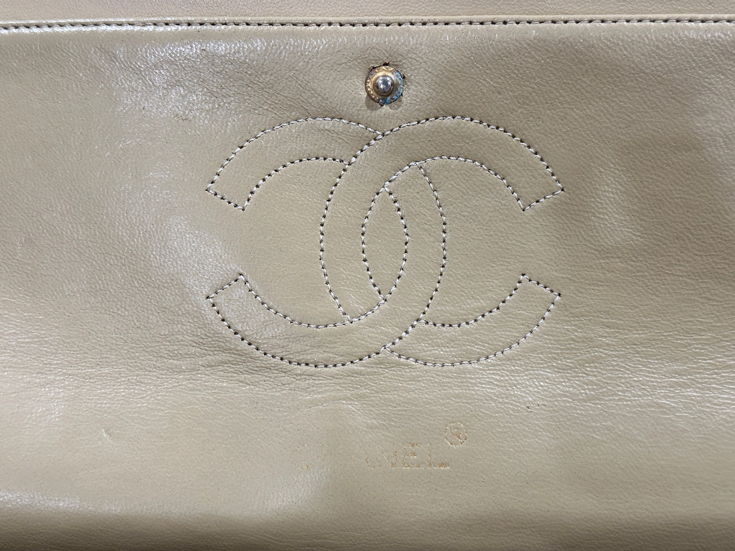 Chanel Classic Vintage Lambskin Quilted Medium Netural Double Flap