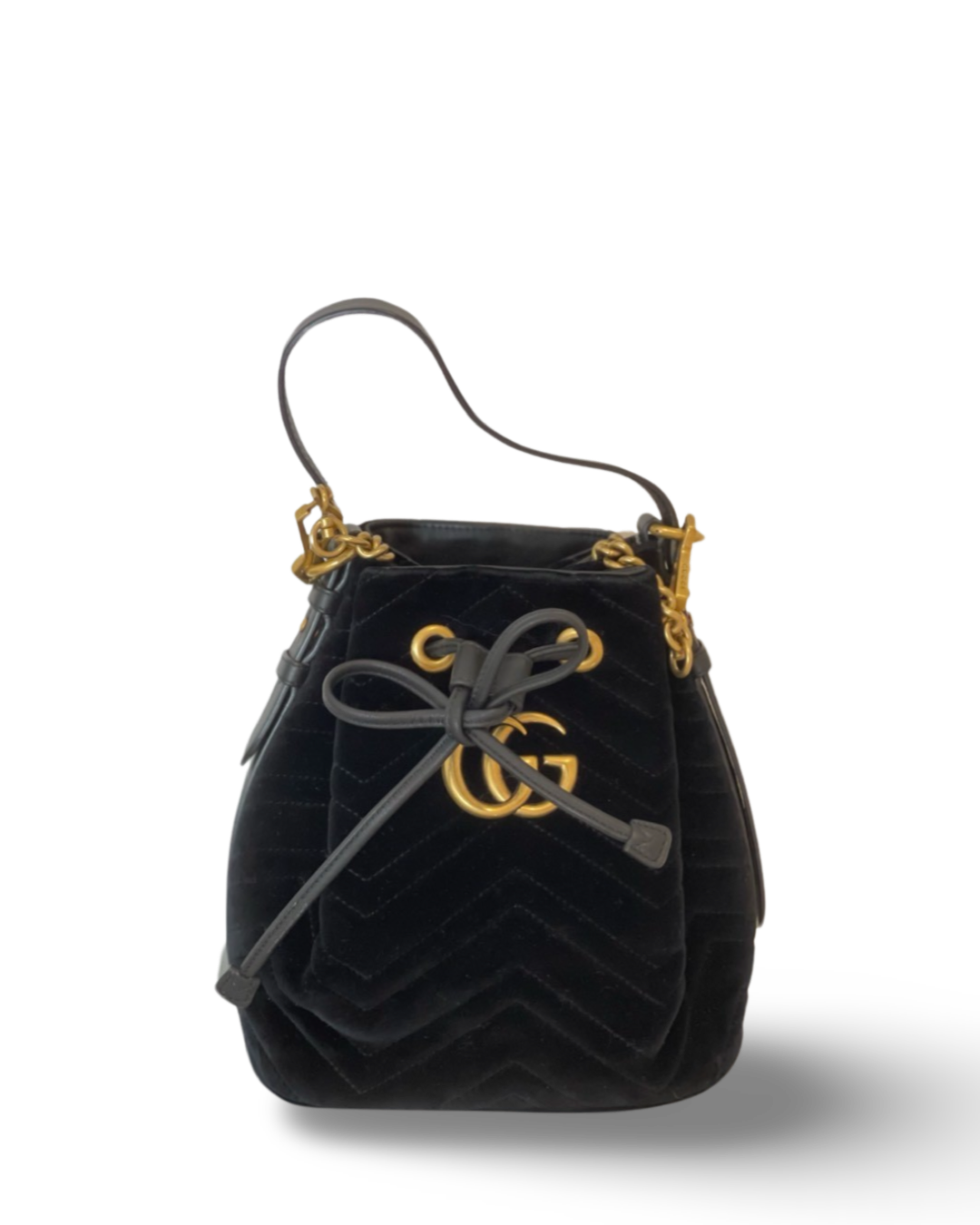 Gucci Marmont Matelasse Velvet Medium Bucket