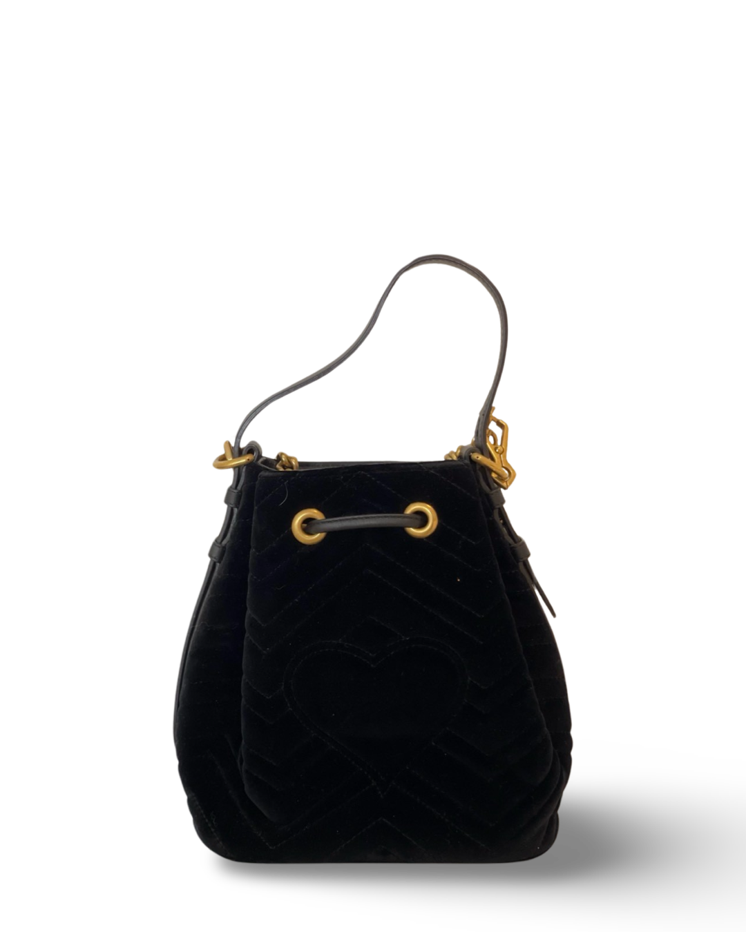 Gucci Marmont Matelasse Velvet Medium Bucket