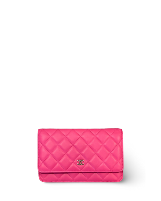 Chanel Classic Lambskin Quilted Wallet On Chain Barbie Pink WOC
