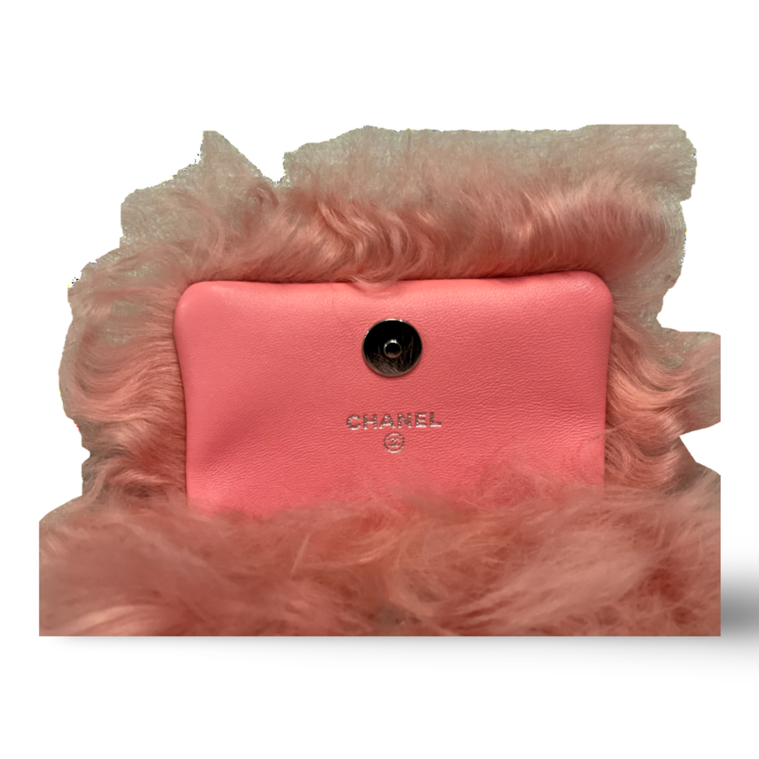 Chanel Shearling Lambskin CC Hook Light Pink Card Holder