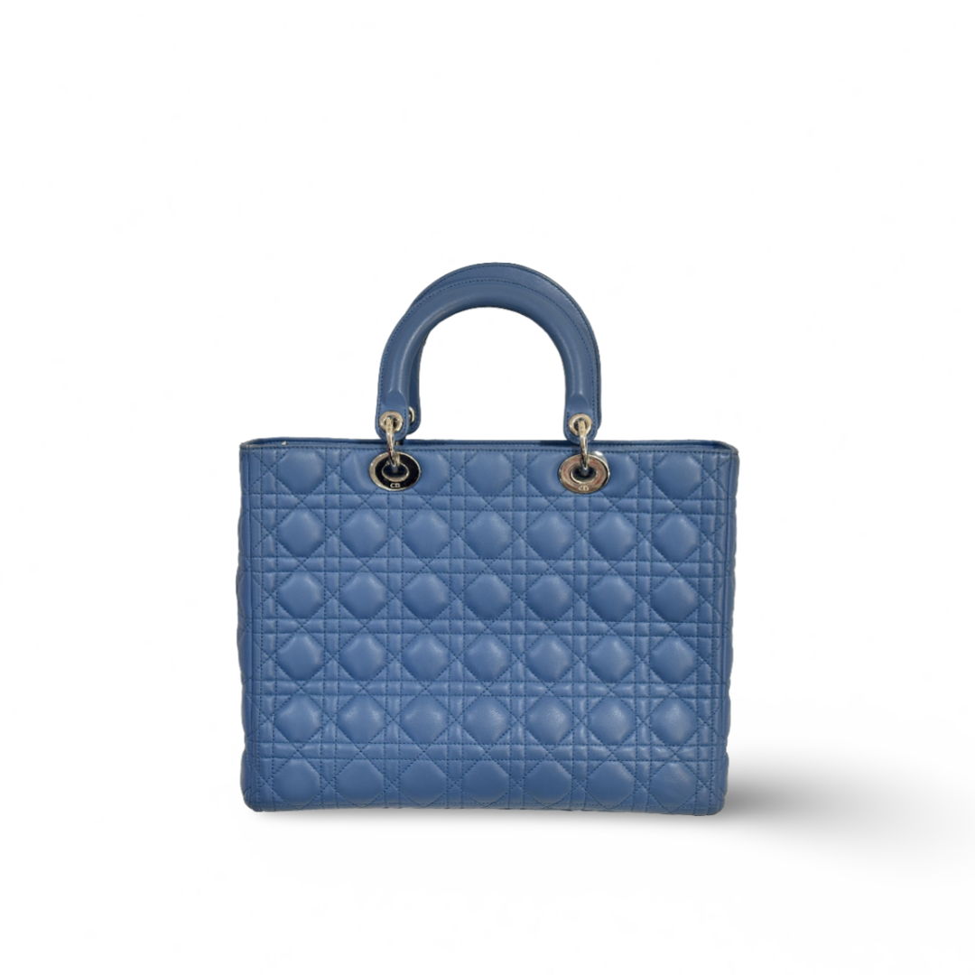 Dior Cannage Lambskin Large Lady Blue Sky Bag