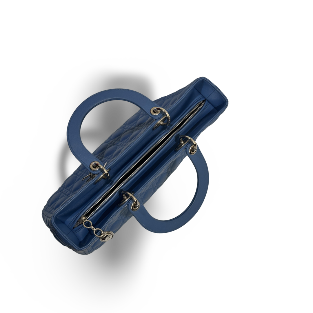 Dior Cannage Lambskin Large Lady Blue Sky Bag