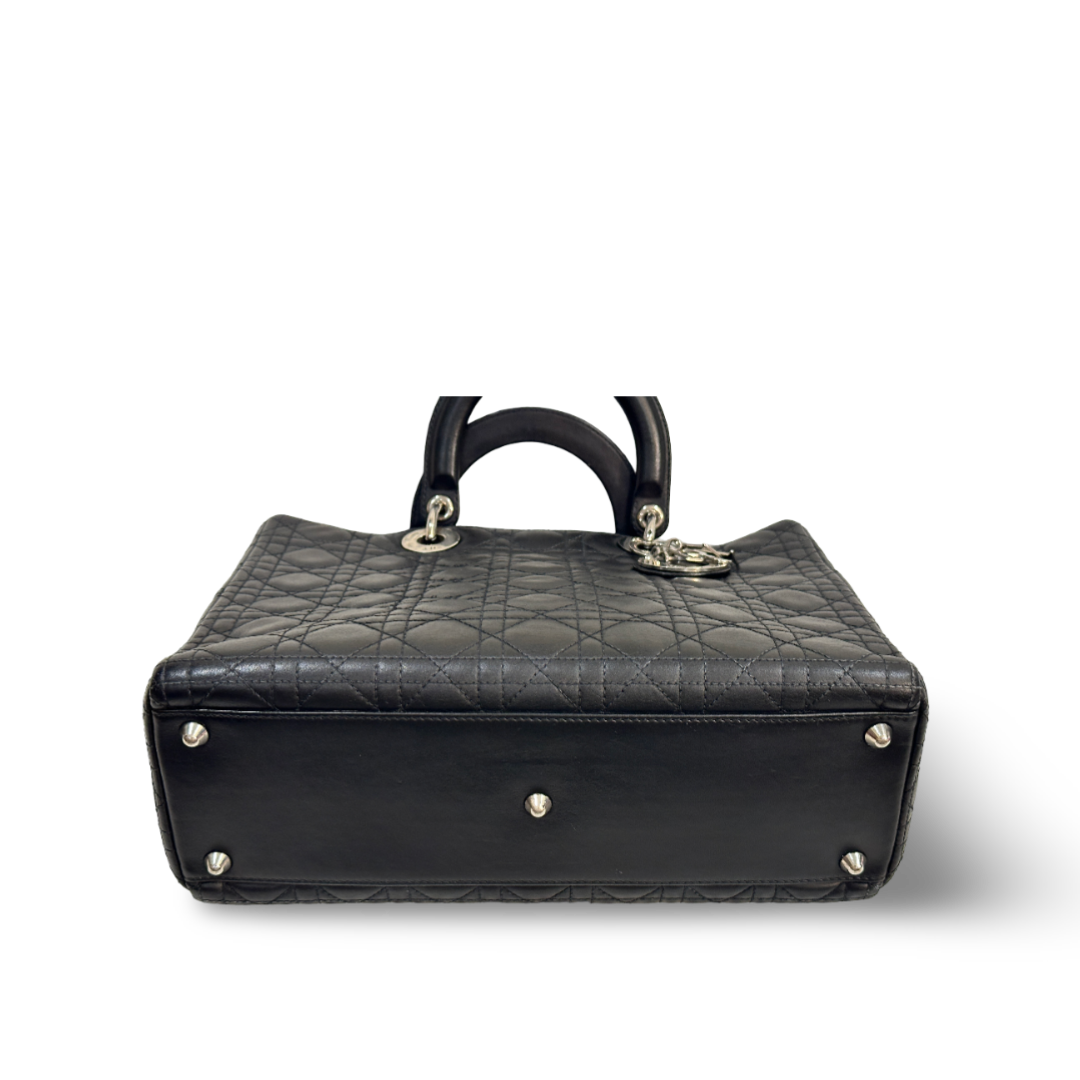 Dior Cannage Lambskin Large Lady Bag - Black