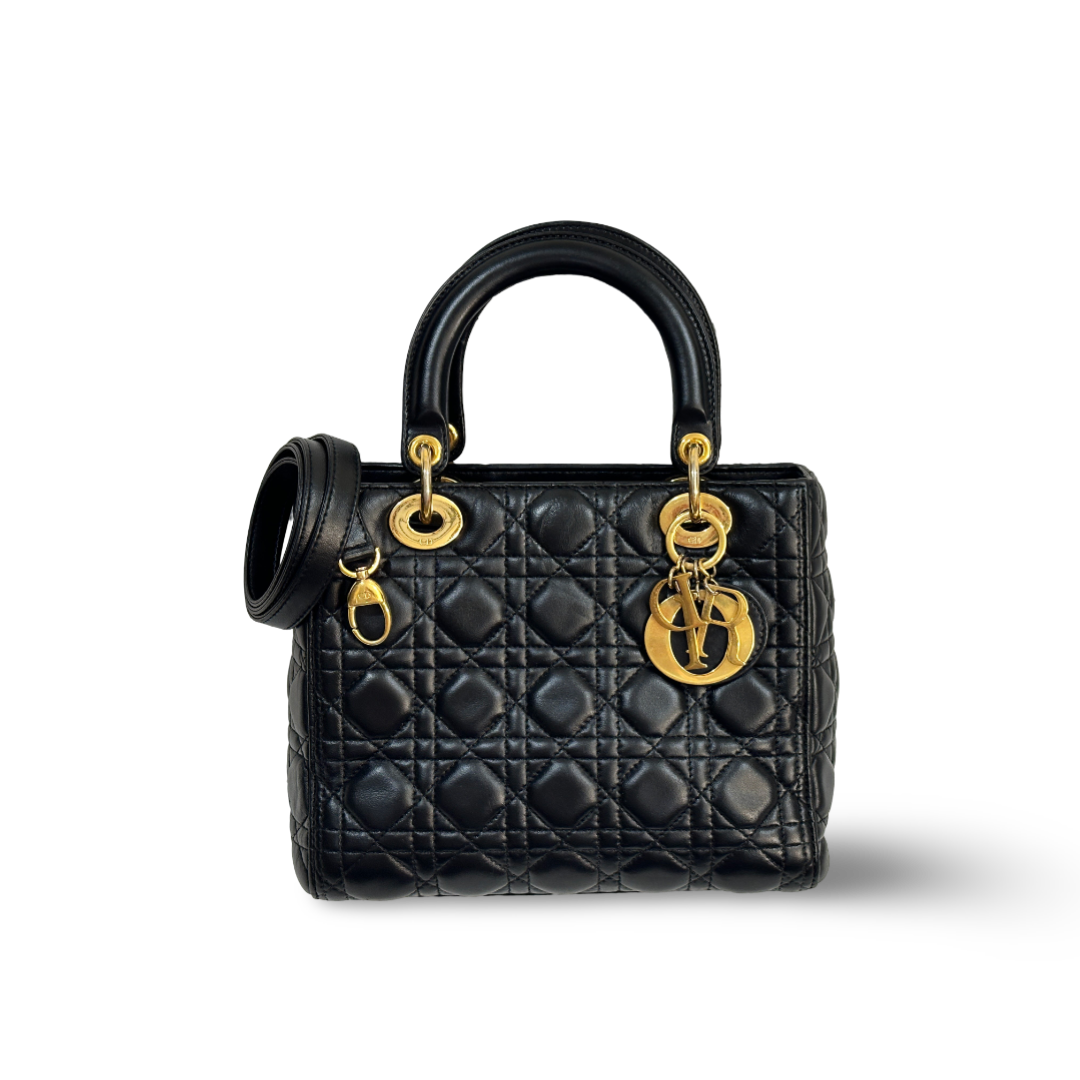 Dior Cannage Lambskin Medium Lady Bag Black