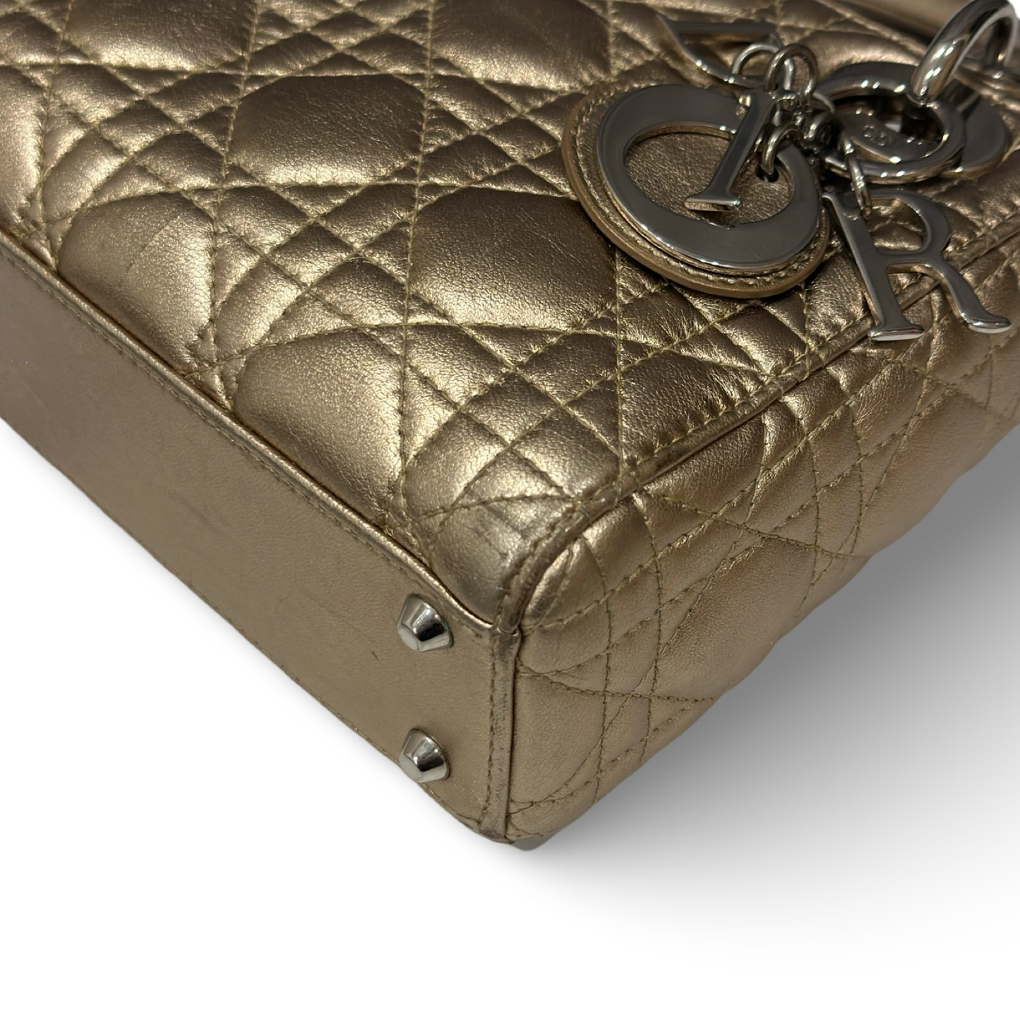 Dior Cannage Lambskin Mini Lady Bag - GHW / Champagne
