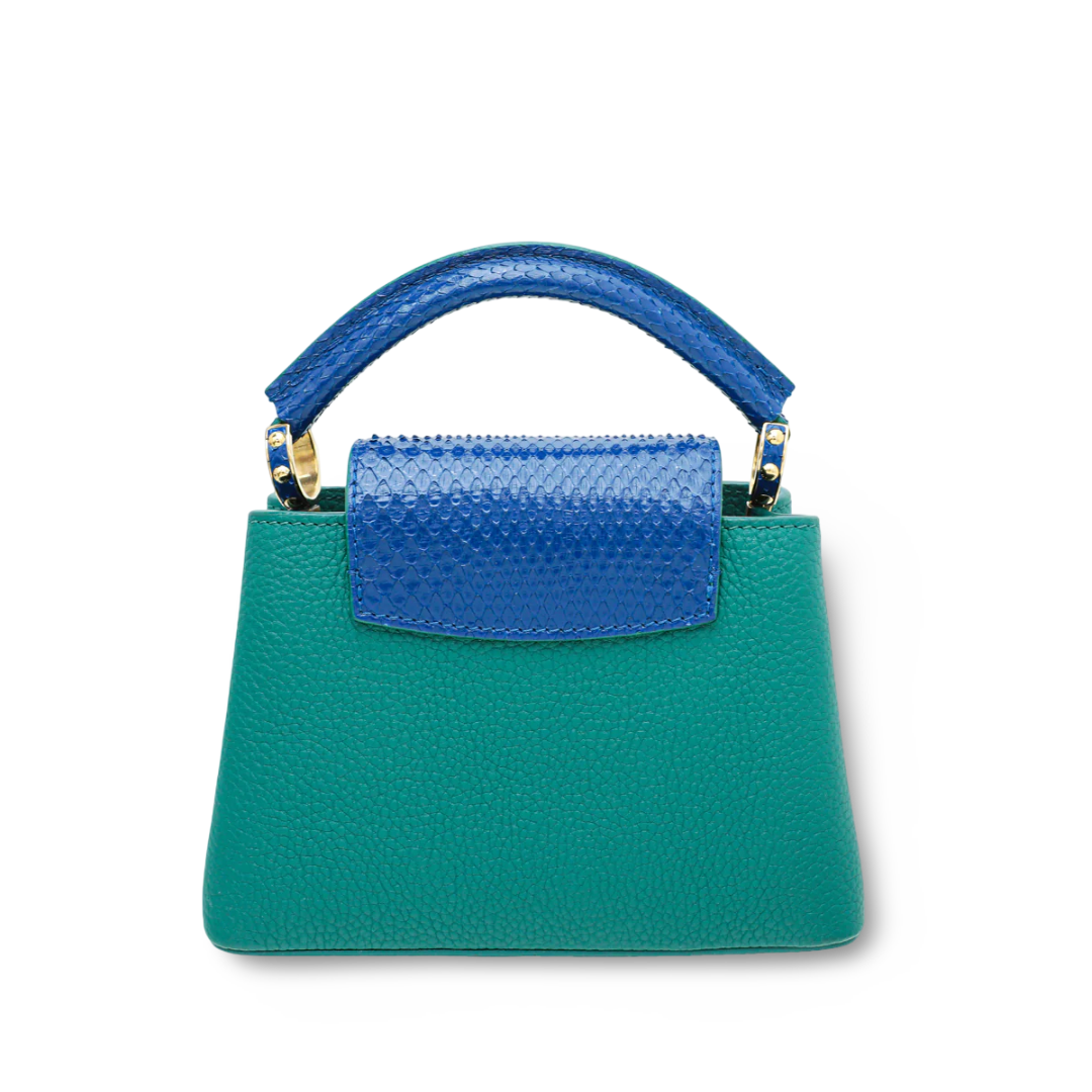 Louis Vuitton Taurillon Leather Capucines Mini Bag - GHW / Green /Blue