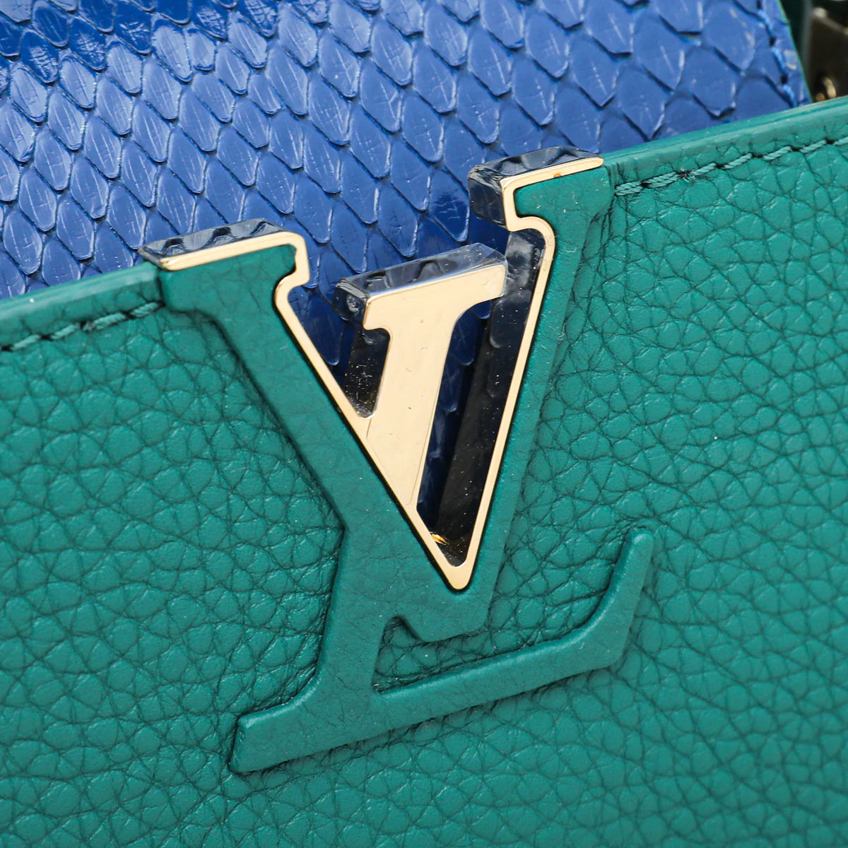 Louis Vuitton Taurillon Leather Capucines Mini Bag - GHW / Green /Blue