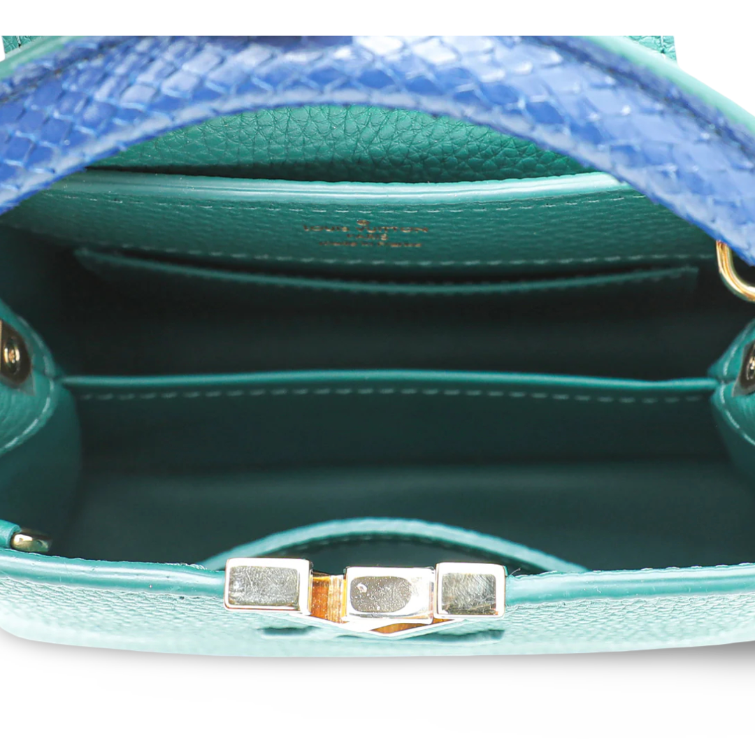Louis Vuitton Taurillon Leather Capucines Mini Bag - GHW / Green /Blue