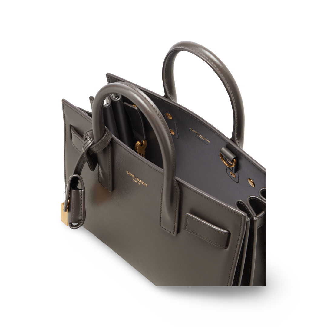 Saint Laurent Calfskin Nano Sac De Jour Bag - SHW/ Gray